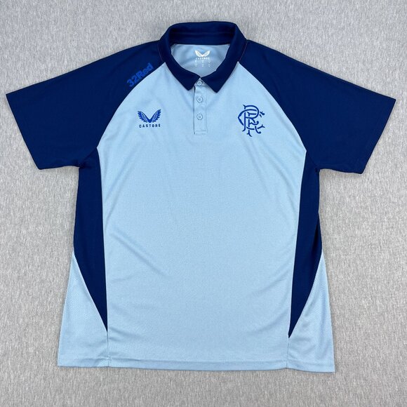 Castore Glasgow Rangers FC Polo Shirt Mens XL Blue Two-Tone 32Red Soccer Footy - Picture 1 of 10